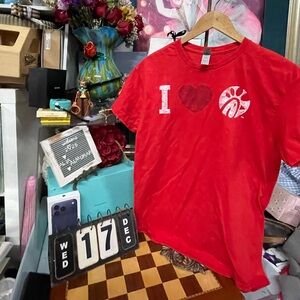 red cotton Chick-fil-A logo print tee